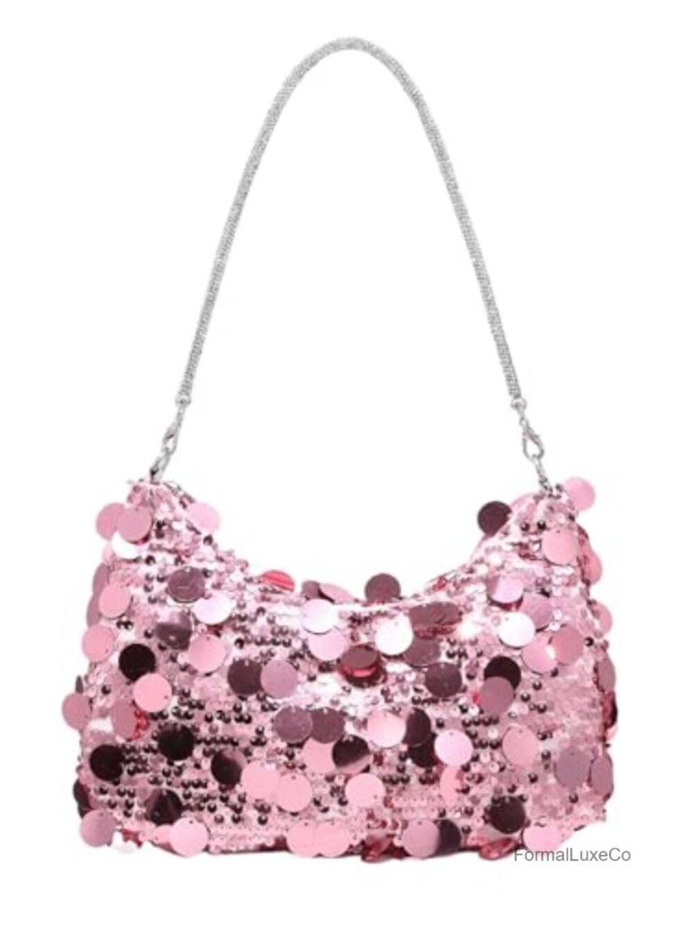 Sequined Evening Clutch Bag with Zipper Closure for Weddings and Parties